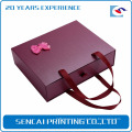 Sencai pink and dark red book shape box with bowknot and ribbon handle